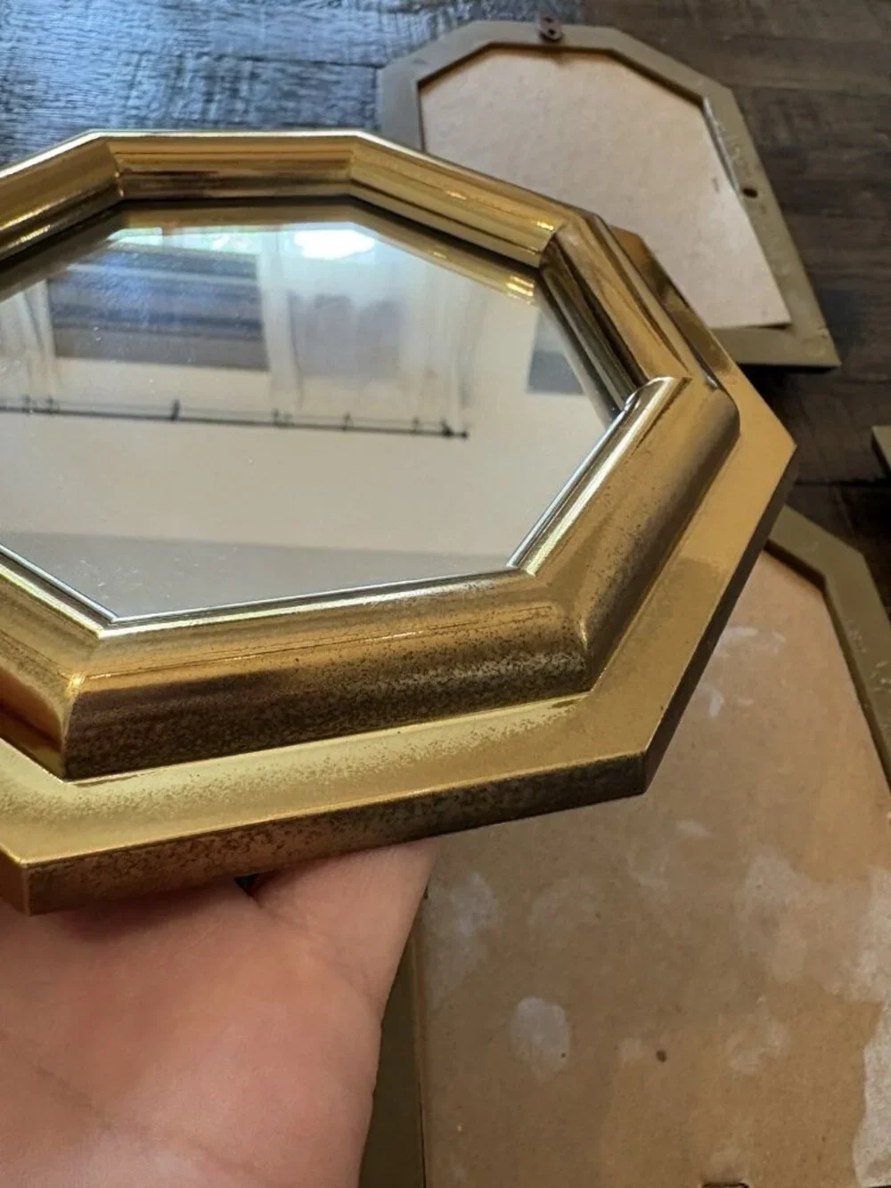 Vintage 1980s Burwood Products Gold Plastic Accent Mirrors Set of 5